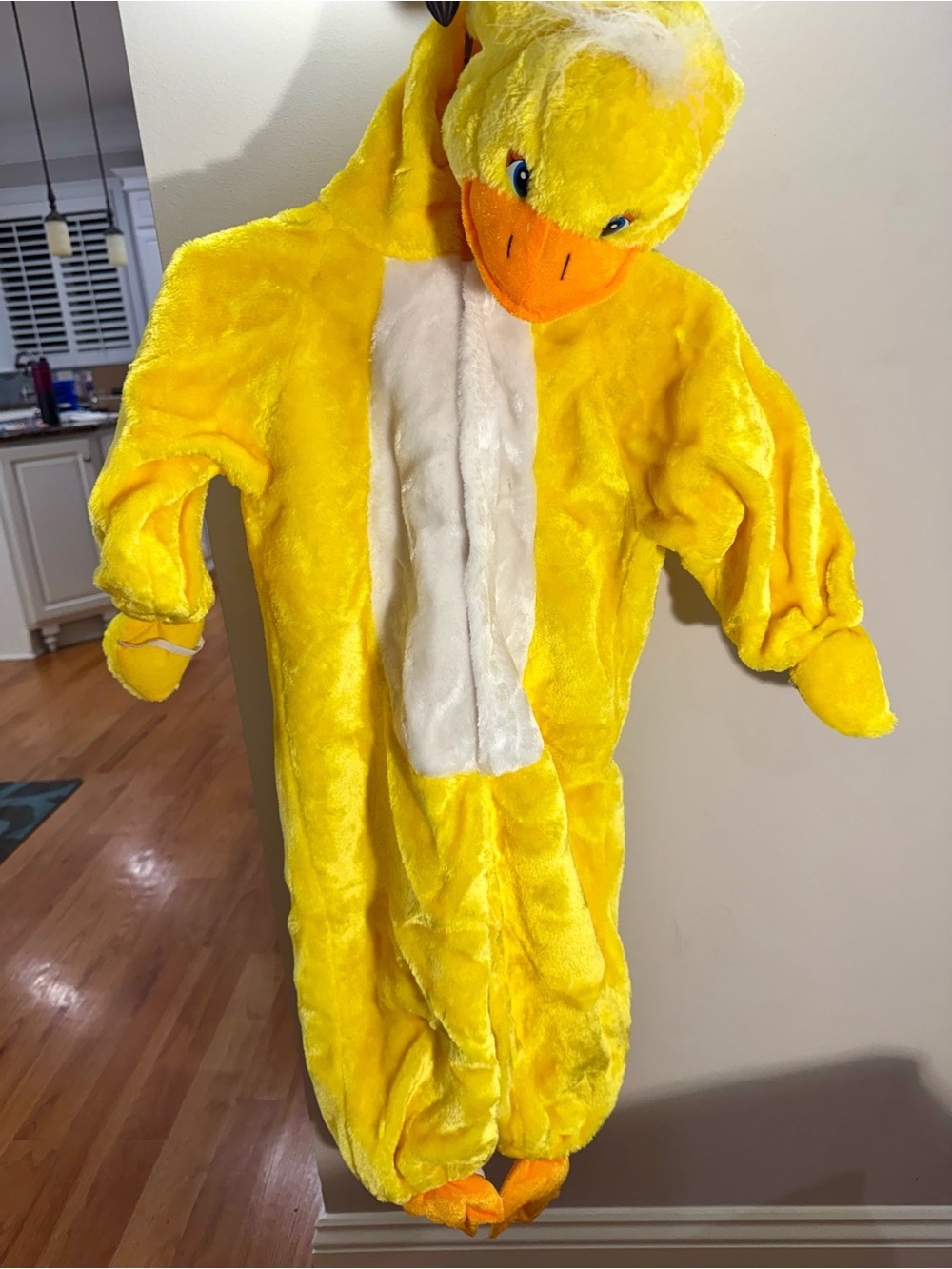 Yellow Plush Duck Kids Costume with White Belly